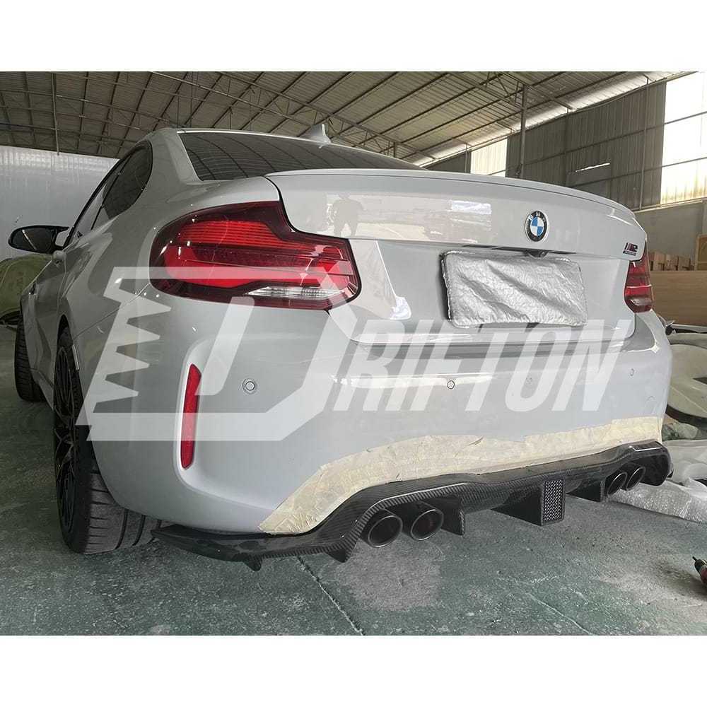 KT Style LED Brake Light Rear Diffuser For BMW F87 M2 M2C  Dry Carbon Fiber Body Kit