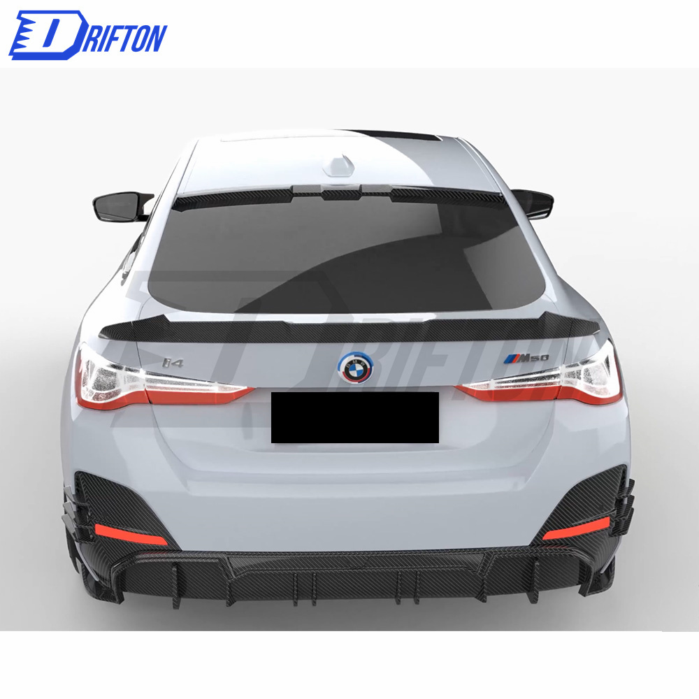 Aggressive Dry Carbon Fiber Roof Spoiler For BMW i4 Top Wing