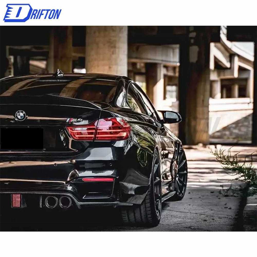 KT Style Dry Carbon Fiber LED Brake Light Rear Diffuser For BMW M3 M4 F80 F82 F83 2014-2020