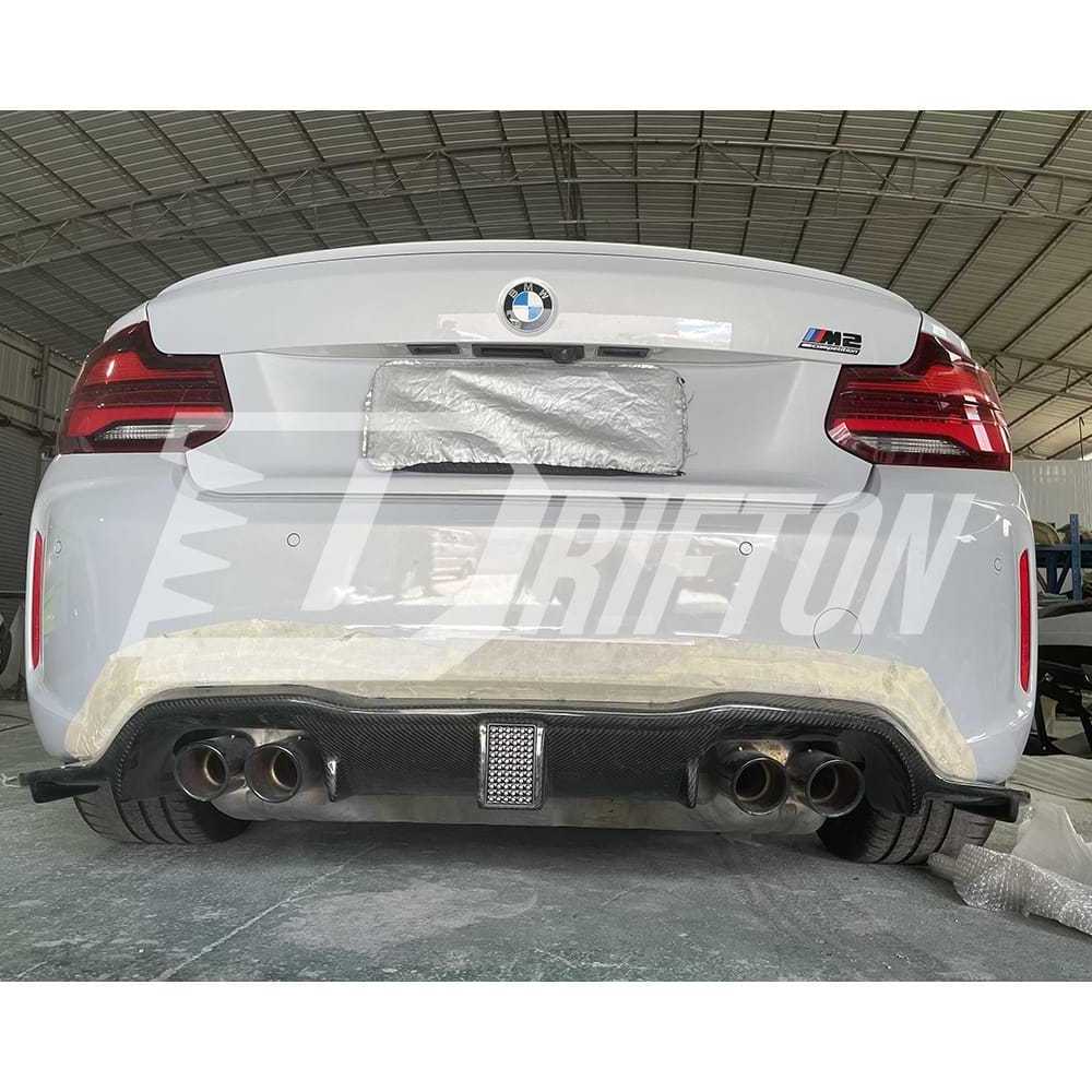 KT Style LED Brake Light Rear Diffuser For BMW F87 M2 M2C  Dry Carbon Fiber Body Kit