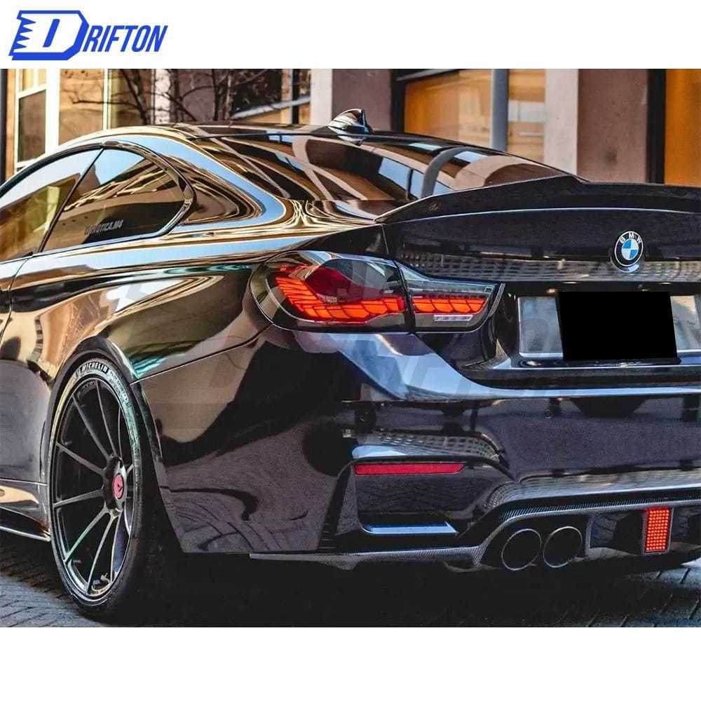 KT Style Dry Carbon Fiber LED Brake Light Rear Diffuser For BMW M3 M4 F80 F82 F83 2014-2020