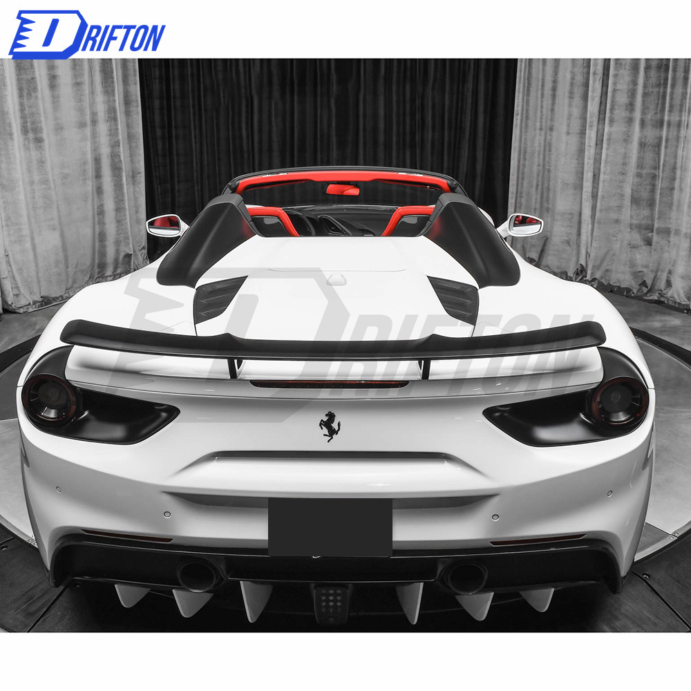 Novit Style Rear Diffuser Light Cover For Ferrari 488 GTB Spider Dry Carbon Fiber Kits