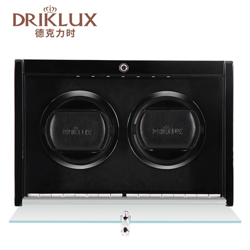 2023 Driklux Black High Gloss MDF with Custom Logo 2 Luxury Automatic Watch Winder Box