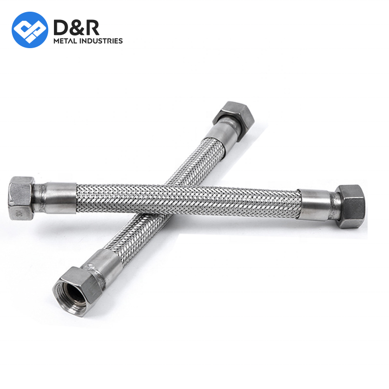 D&R Flexible stainless steel braided hose EPDM inner core brass fitting Water Heater connector water hose For Bathroom