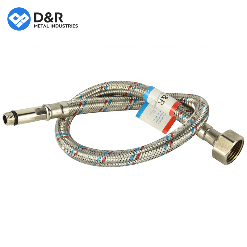 D&R Flexible stainless steel braided hose EPDM inner core brass fitting Water Heater connector water hose For Bathroom