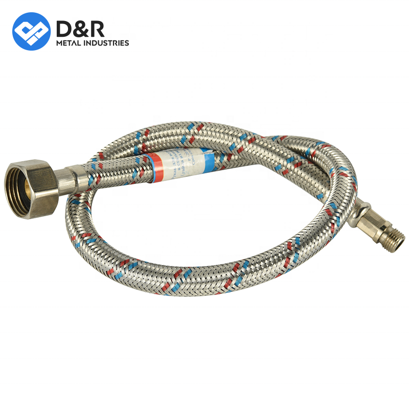 D&R Flexible stainless steel braided hose EPDM inner core brass fitting Water Heater connector water hose For Bathroom