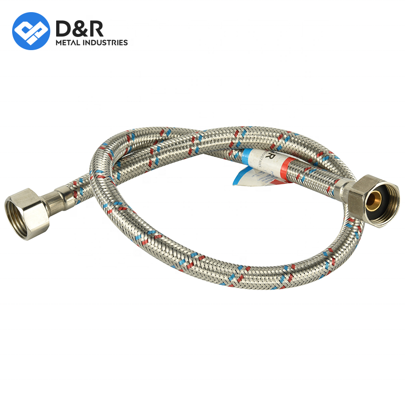 D&R Flexible stainless steel braided hose EPDM inner core brass fitting Water Heater connector water hose For Bathroom