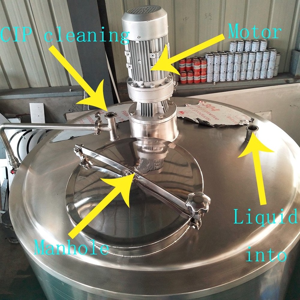 Factory Custom 1000 l To 5000l Stainless Steel Paint / Chemical Acid / Liquid Fertilizer Mixing Tank With Agitator / Stirrer