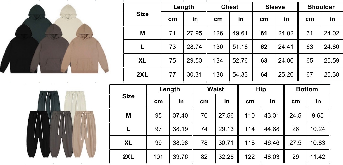 Custom logo jogging suit 100% cotton sweatsuit blank thick heavy tracksuits unisex sweatpants and hoodie set men