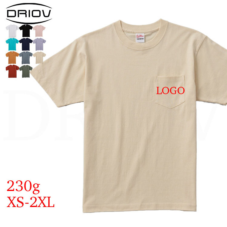 Driov front pocket tshirts wholesale oversize puff t shirt 100% cotton high quality pocket tee shirts for men