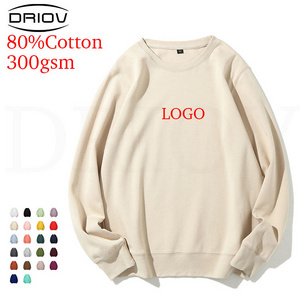 Fashion 300g crew neck Plain Black Hooded Sweatshirt Custom Logo mens Sweatshirt High Quality Pullover Sweatshirt Without Hood