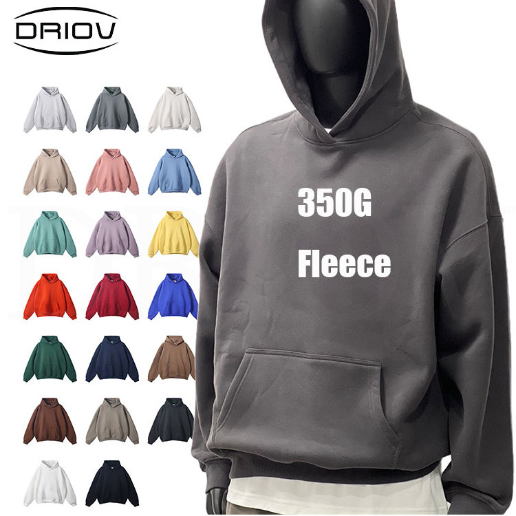 No String Custom 100% Cotton Blank Heavy Weight Vendors Hoodie Drop Shoulder Oversized 350 Gsm Fleece Vintage Unisex Hoodie