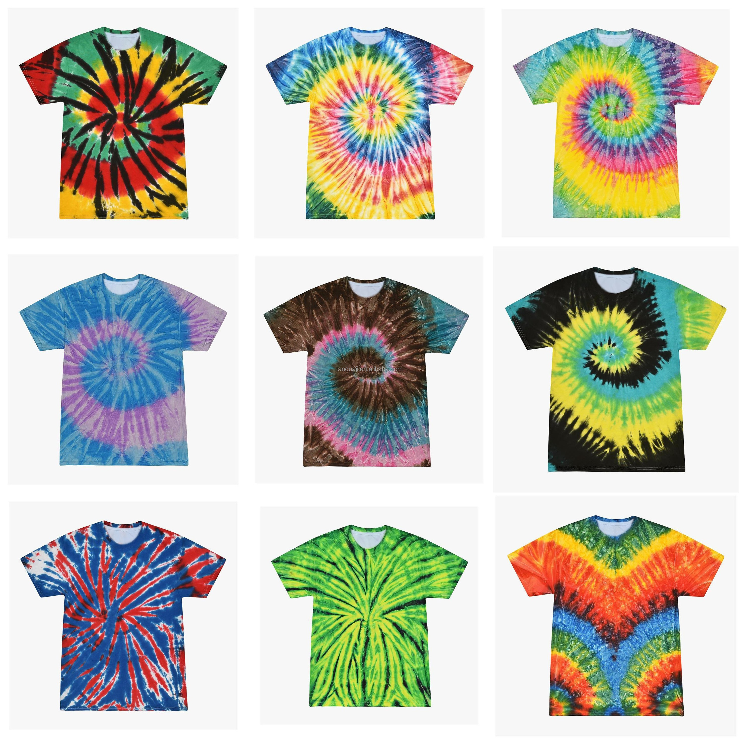 Custom tie dye sublimation printing t shirts polyester thin cheap colorful tshirts custom mens tye dye t-shirts