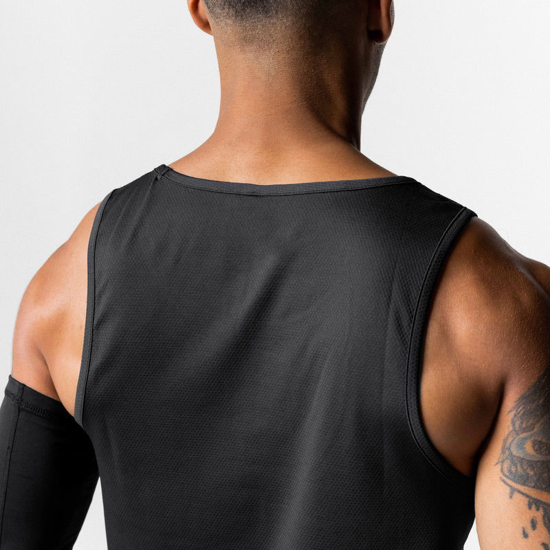 Round bottom polyester mesh tank top high quality soft sleeveless blank design wholesale gym tank top men