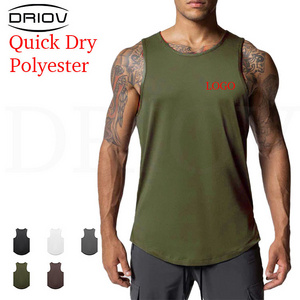 Round bottom polyester mesh tank top high quality soft sleeveless blank design wholesale gym tank top men