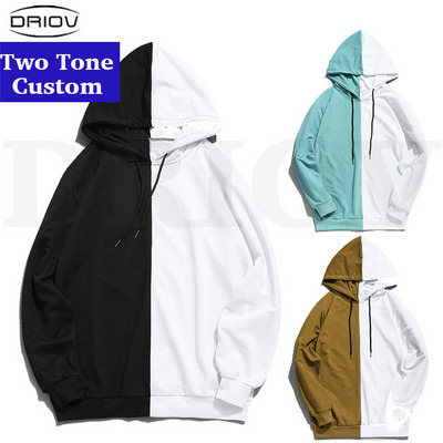 Pullover Oem Customized Two-color Design Colored Split Multi Color hoodies Colorblock two tone hoodies for men