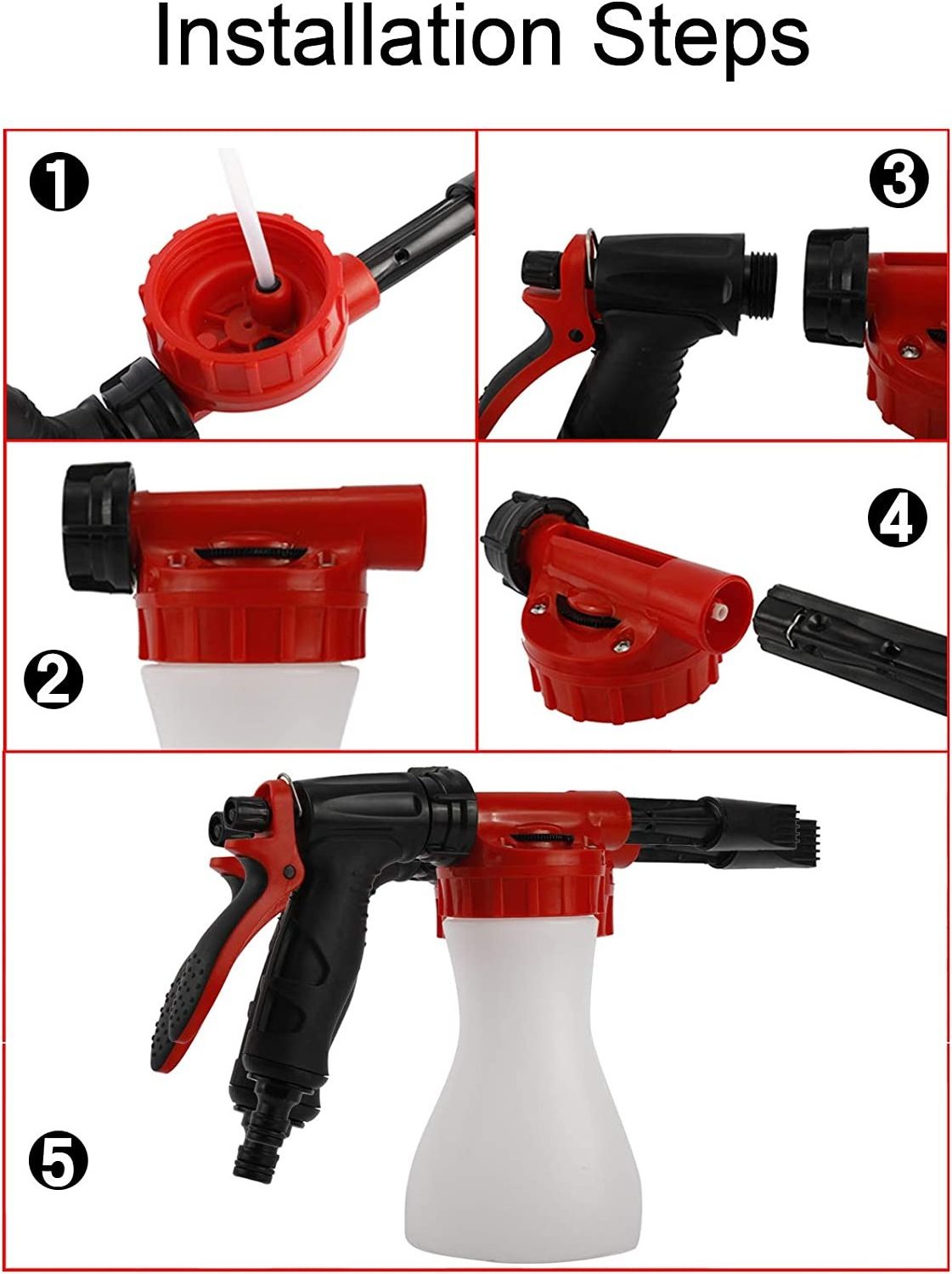 900ml Bottle Low Pressure Garden Hose Foamer Gun With Adjustable Dashboard