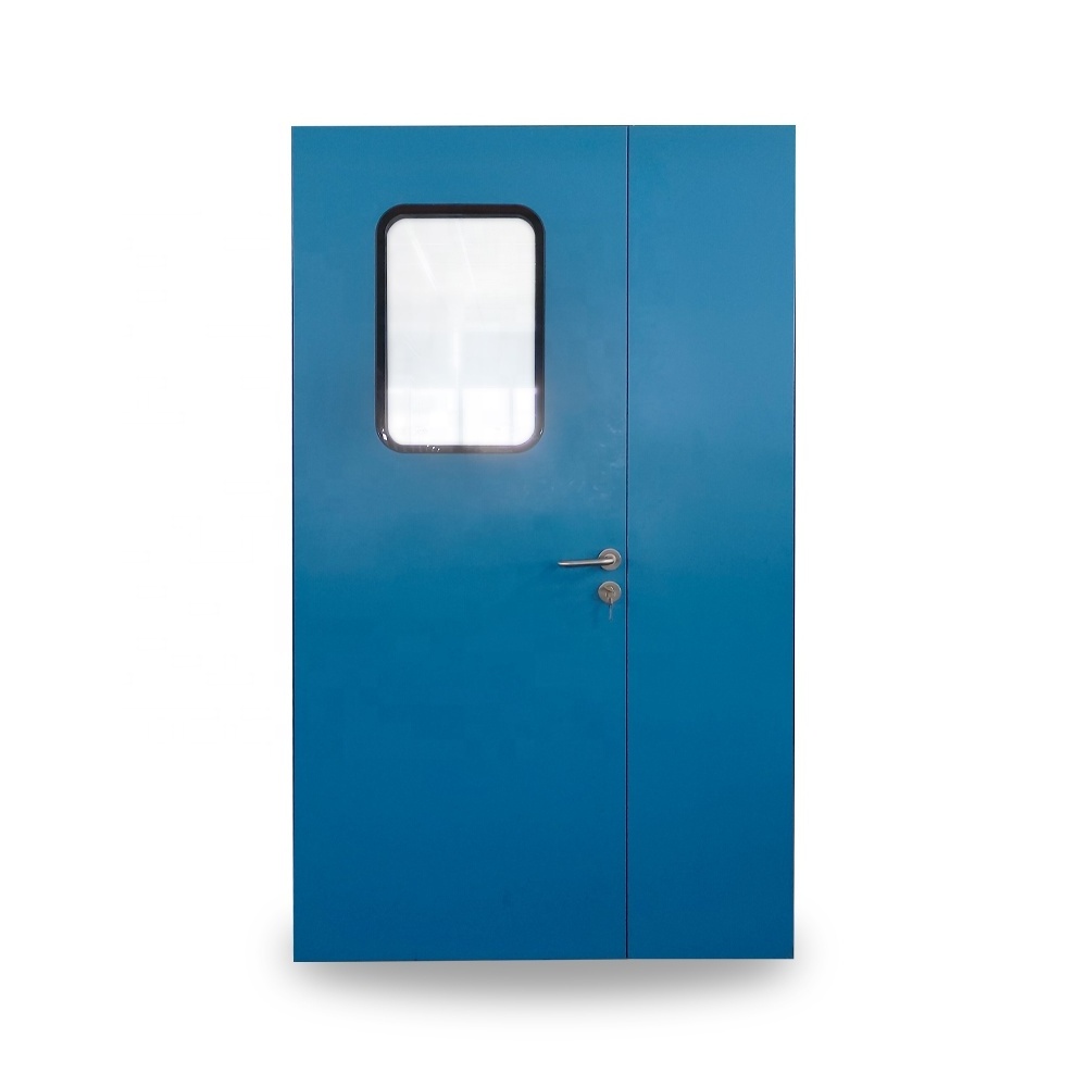 Professional customized clean room fire proof auto double swing door for lab hospital