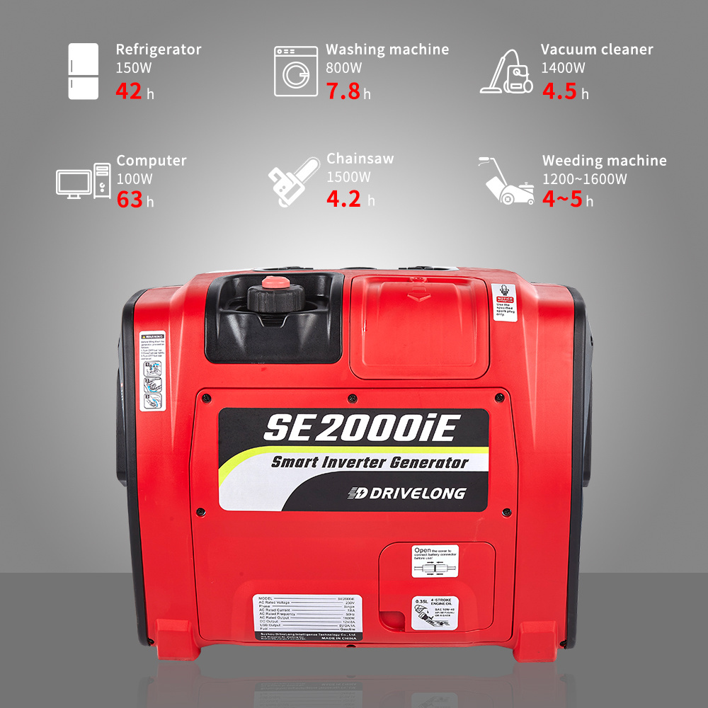 Smart 2000w low noise generadores a de gasolina generator benzin Silent Portable Gasoline Generator with noise test report