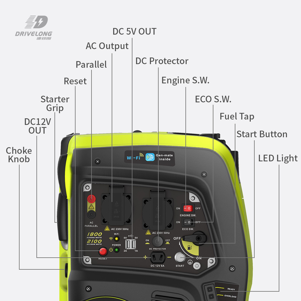 Smart 2000w low noise generadores a de gasolina generator benzin Silent Portable Gasoline Generator with noise test report