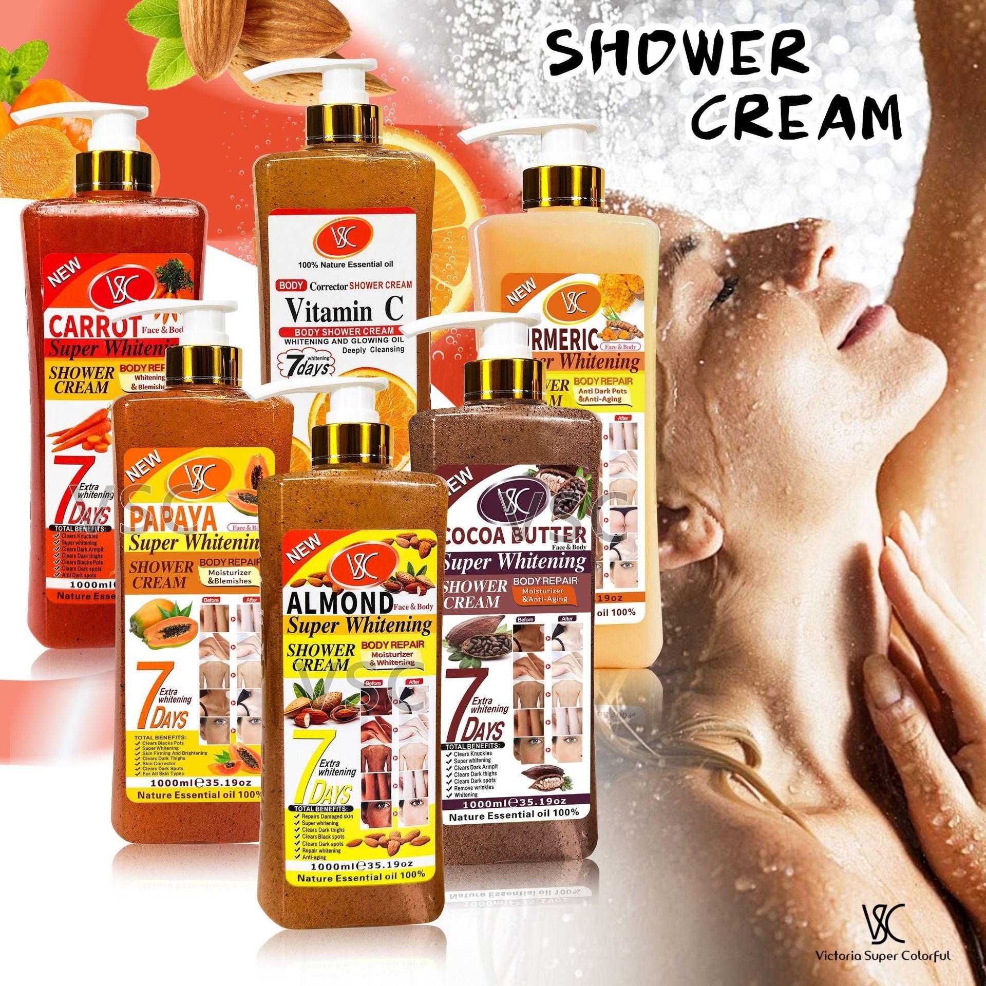 Hot Selling Almond Whitening Shower Gel  Refresh Skin Deep Cleaning Body Wash Hydrating Exfoliating Scrub Lightening Soap