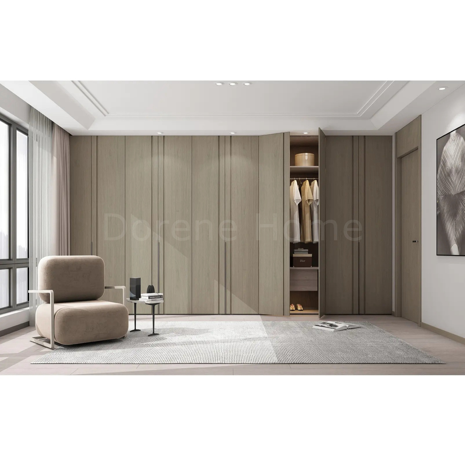 2023 Dorene Italian Wood Veneer Door Modern Cupboards For Bedroom Wardrobe Organizer