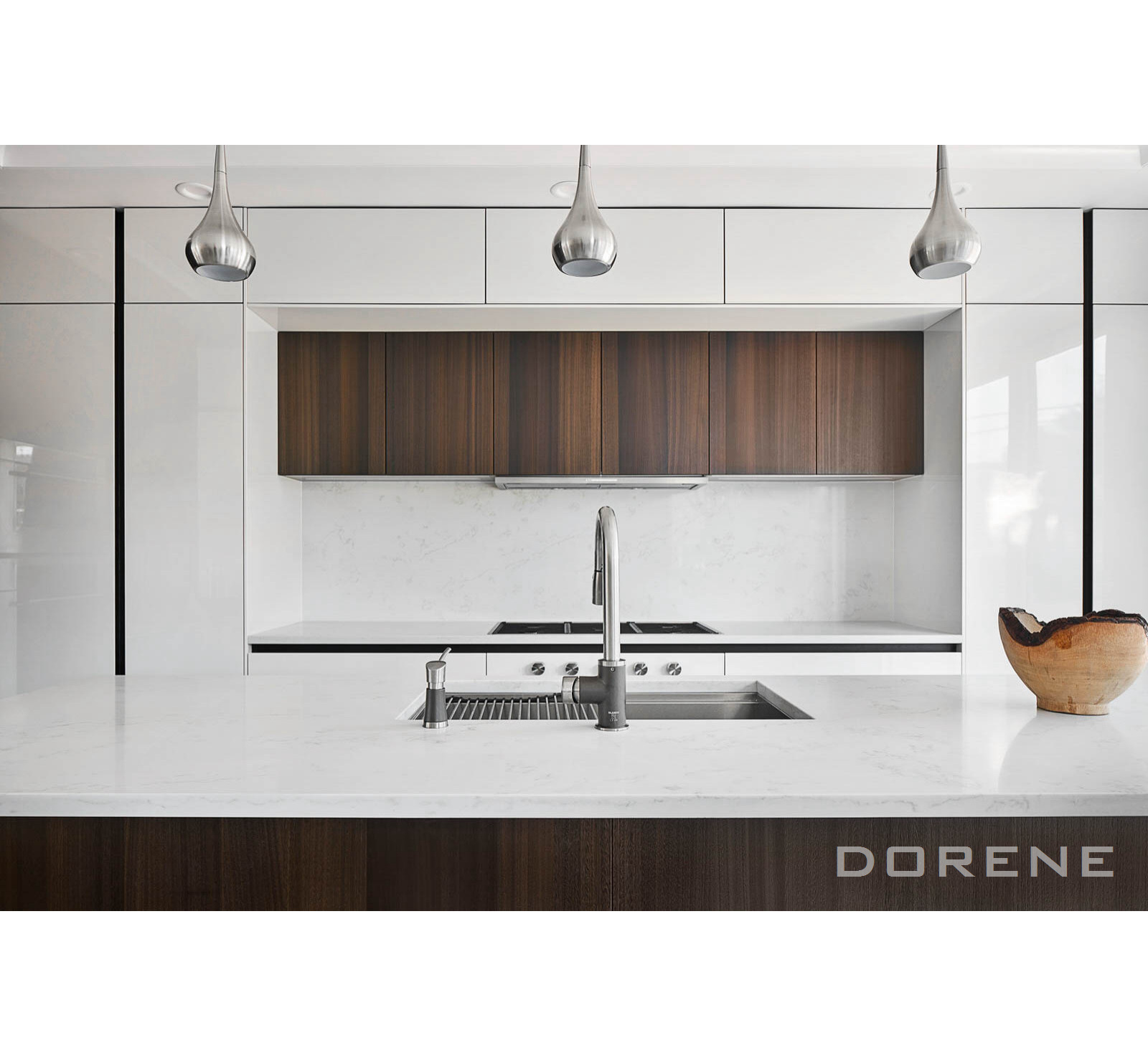 Dorene Modern Kitchen Cabinets with Oak Wood Veneer Solid Wood Slide out Drawers Custom Design