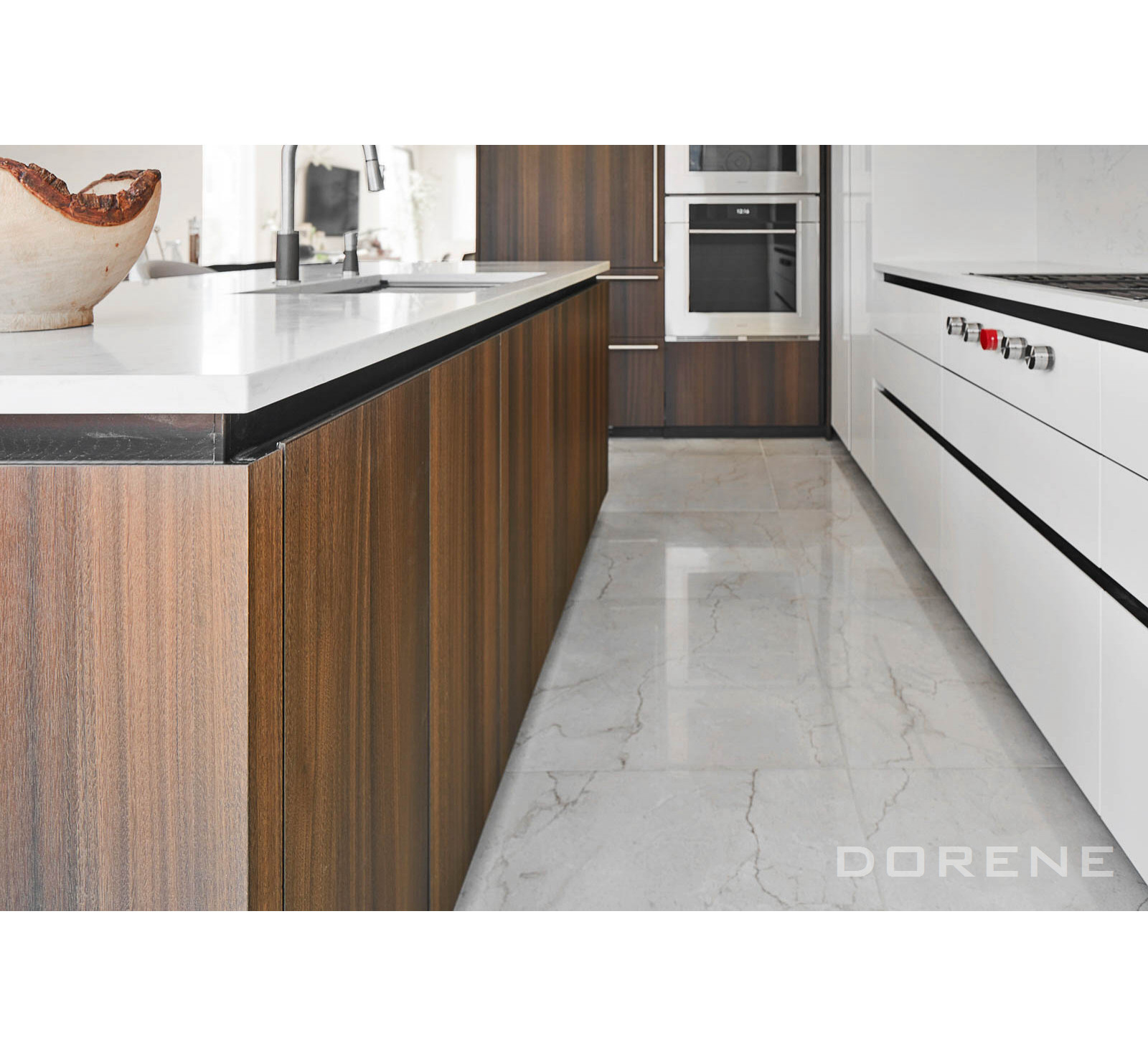 Dorene Modern Kitchen Cabinets with Oak Wood Veneer Solid Wood Slide out Drawers Custom Design