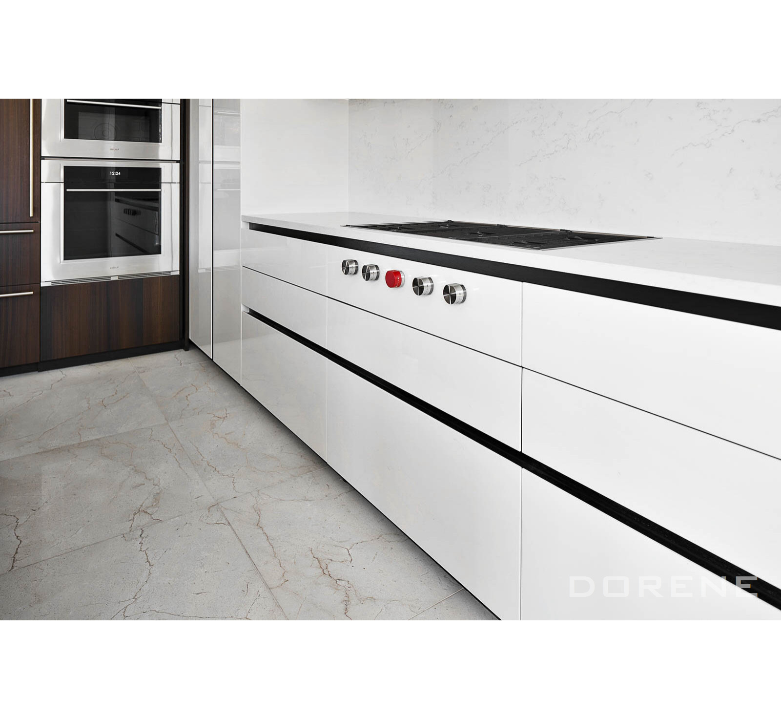 Dorene Modern Kitchen Cabinets with Oak Wood Veneer Solid Wood Slide out Drawers Custom Design