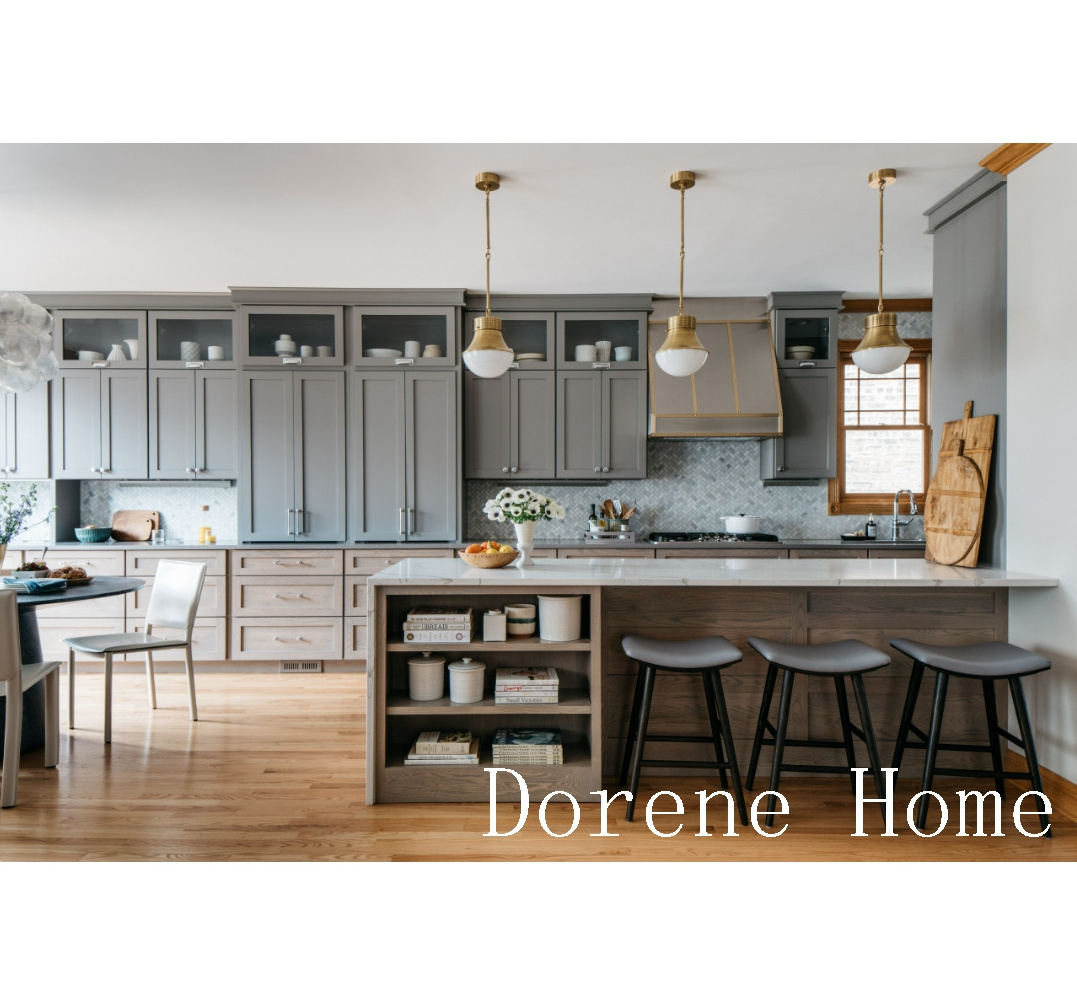 Dorene Grey Shaker Golden Cabinet Door Handles Sliding Storage Systems Lower Price Classic Kitchen Cabinets