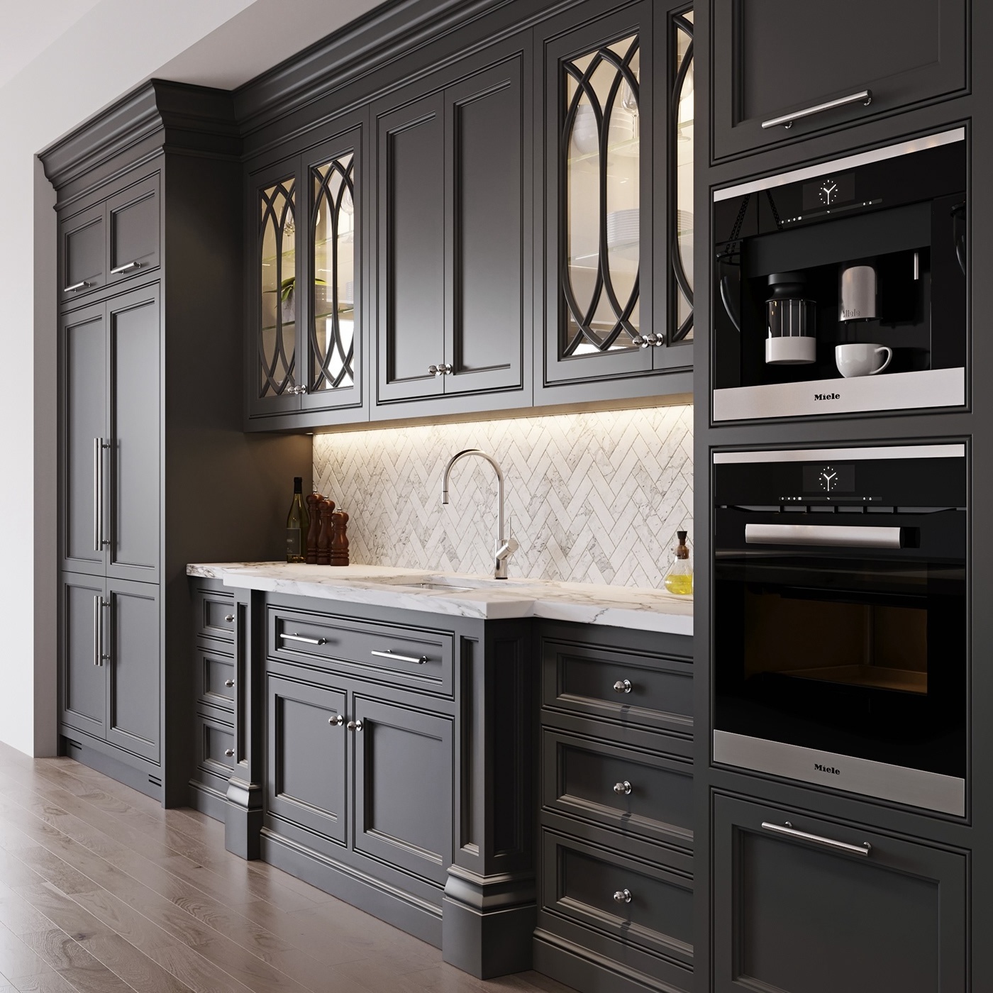 American Classic Custom Design Modern Cupboard Modular Solid Wood Dark Black Grey Shaker Door Kitchen Cabinet With Island