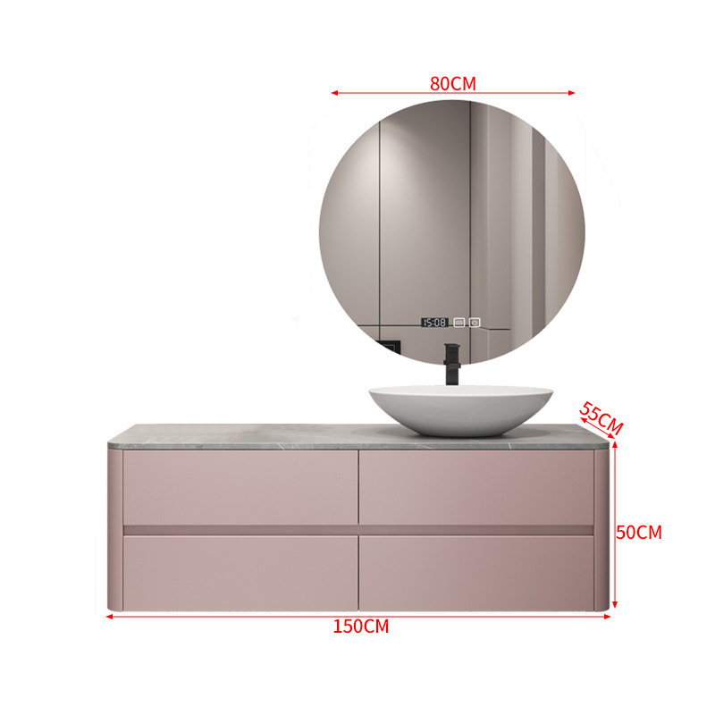 2024 Dorene New Style Wholesale Modern Pink Color Lacquer MDF Panel Bathroom Vanities With Mirror And Sink