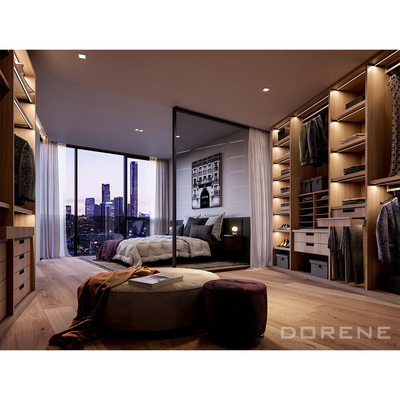 2023 Dorene Walk In Closet Designs Glass Door Bedroom Furniture Storage Drawers Modern Bedroom Wardrobes With LED