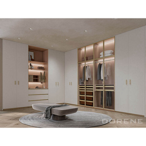 2023 Dorene Modern Custom Modular Armoire Bedroom Furniture Walk In Closet Fitted Glass Wooden Wardrobe Closet