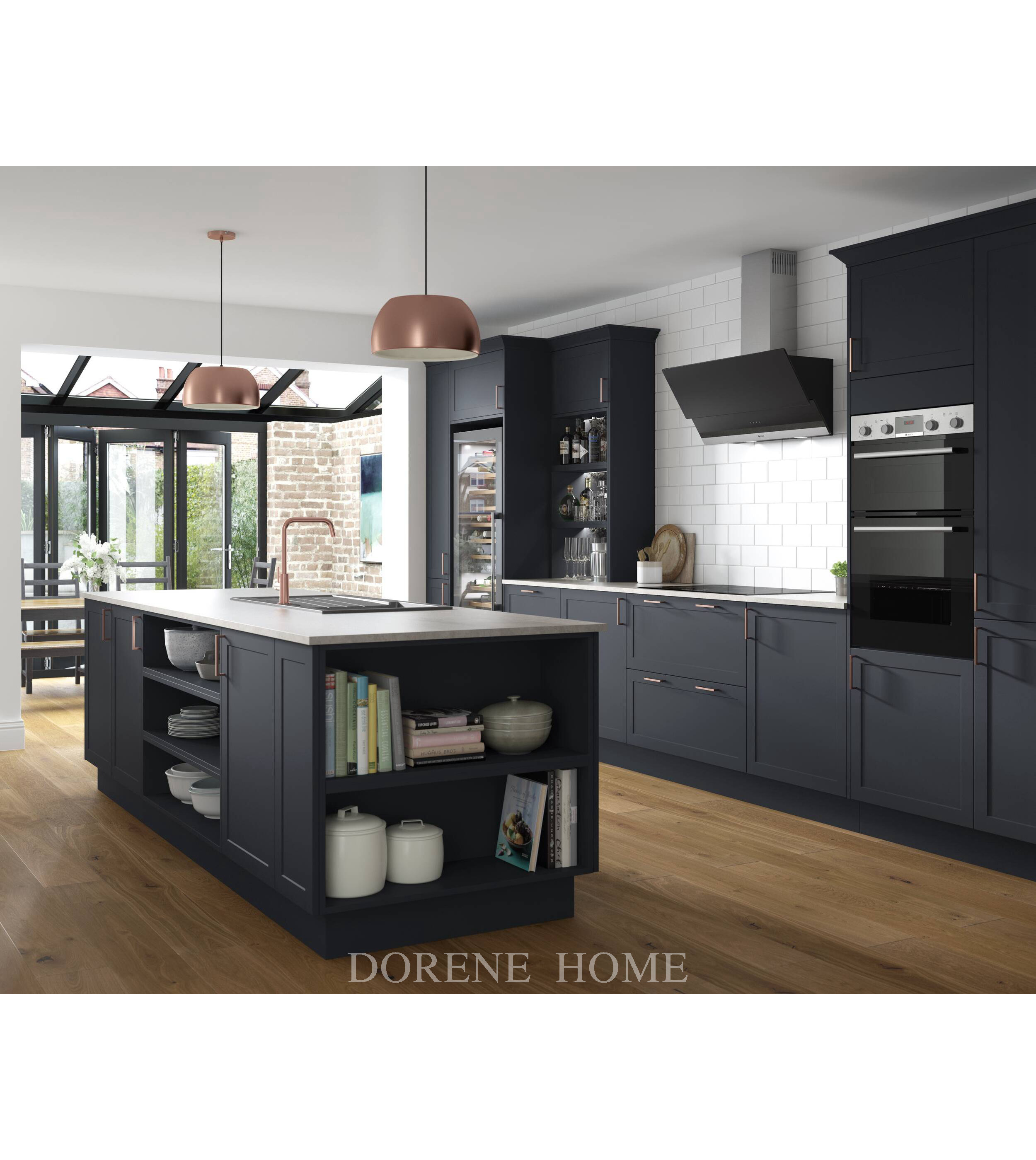 2023 Dorene Aluminium Kitchen Cabinet Design Modern Furniture Prefabricated Kitchen Cabinet Commercial Kitchen Cupboard And Bar