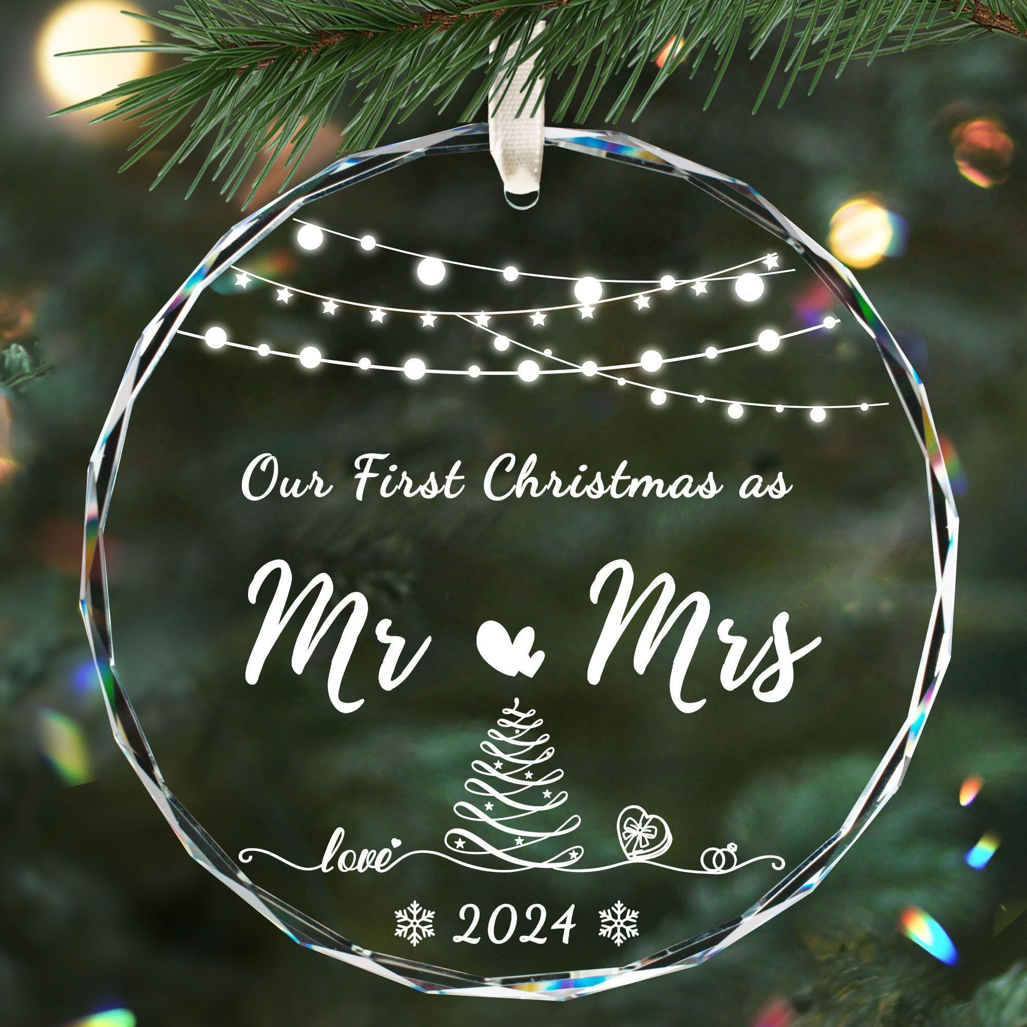 Mr Mrs Wedding Gifts crystal christmas pendant crystal glass blank ornament for Christmas tree Hanging decoration