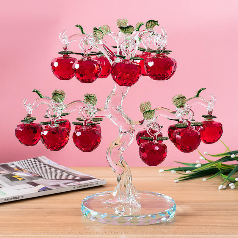 Honor of crystal Wholesale Ornaments Decorative K9 Artificial Crystal Apple Tree Clear Glass Christmas Tree