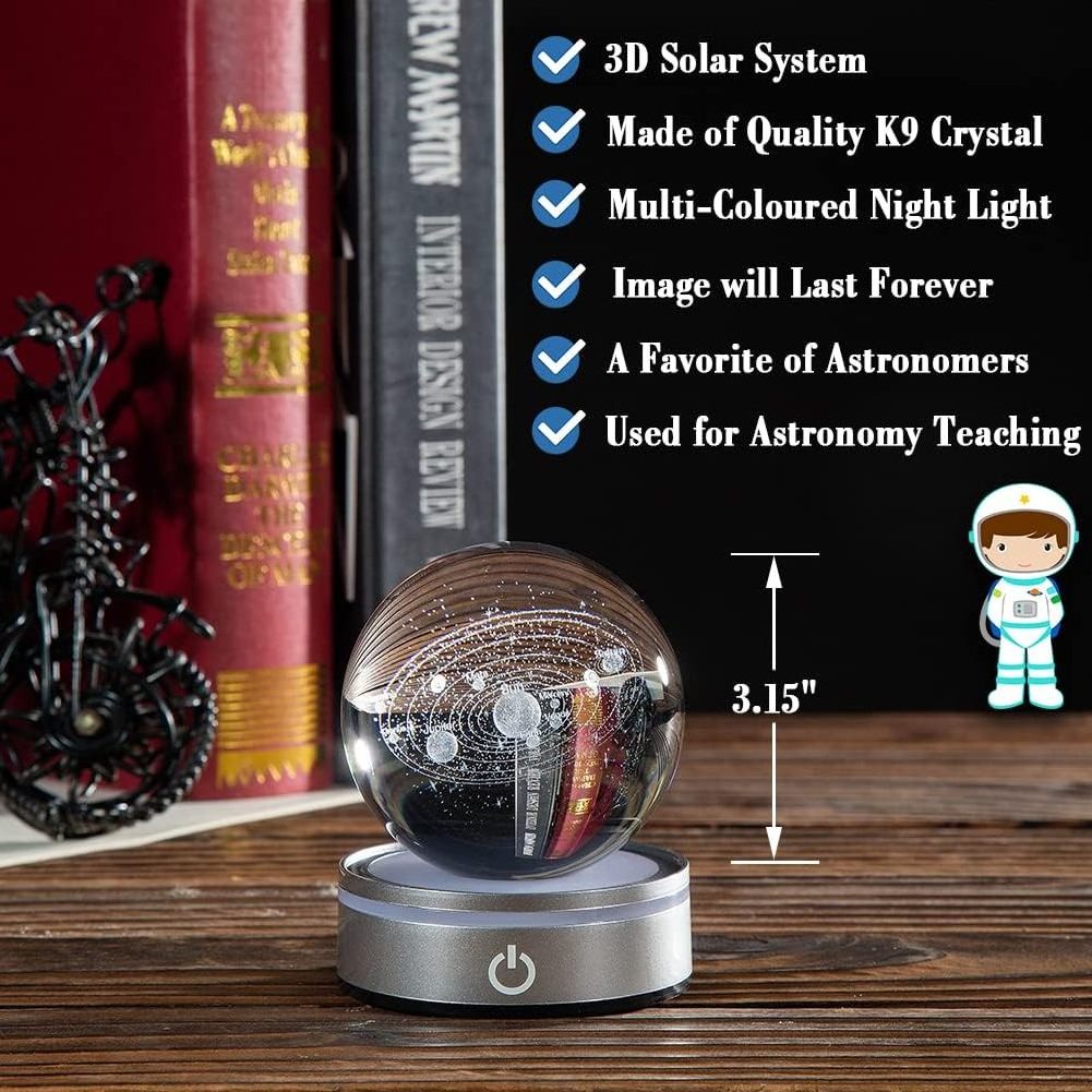 Honor of crystal Solar System Planet Sphere 3D Laser Crystal Ball Clear Faceted K9 Personalized 3D Laser Crystal Glass Ball