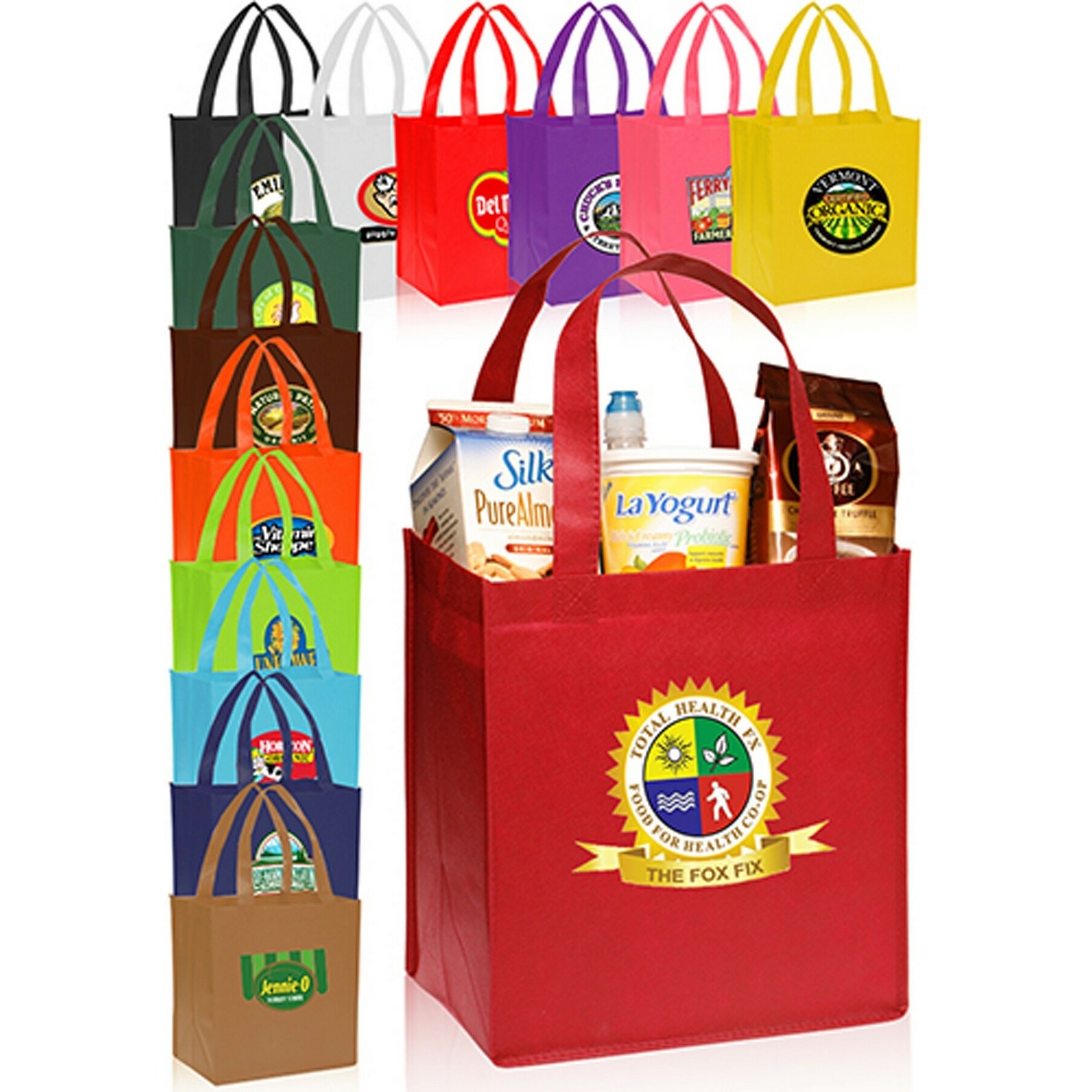 Wholesale promotional eco pp non-woven printed tote shopping bag reusable printable grocery non woven shopping bags with logo