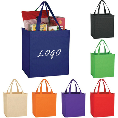 Wholesale promotional eco pp non-woven printed tote shopping bag reusable printable grocery non woven shopping bags with logo