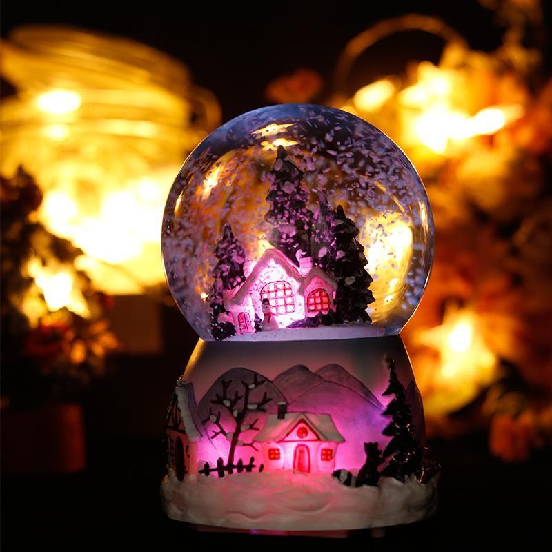 Honor of crystal Led Base Globe Home Decoration Craft Sphere Glass Ornament 3d Laser Engraved Christmas Moon Crystal Ball