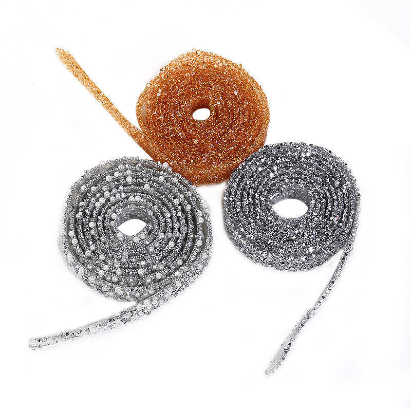 Honor of crystal Resin Diamond Rhinestone Mesh Trim Crystal Ribbon Wrap Hot Fix Rhinestone Trimming DIY