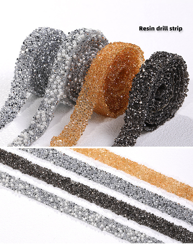 Honor of crystal Resin Diamond Rhinestone Mesh Trim Crystal Ribbon Wrap Hot Fix Rhinestone Trimming DIY