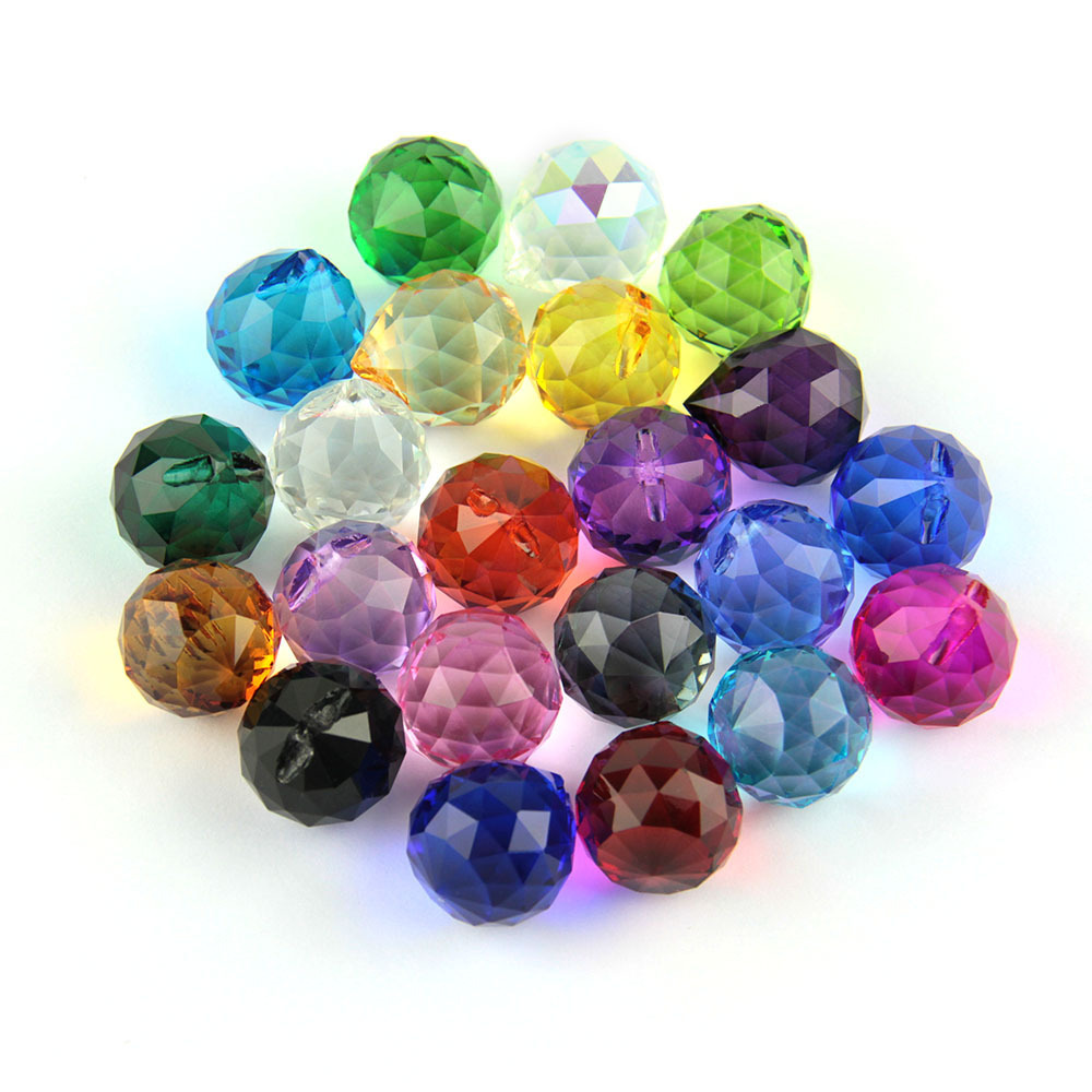 Honor of crystal Wholesale 30mm 40mm Cut Faceted Glass Crystal Ball Decoration Crystal Ball With Hole