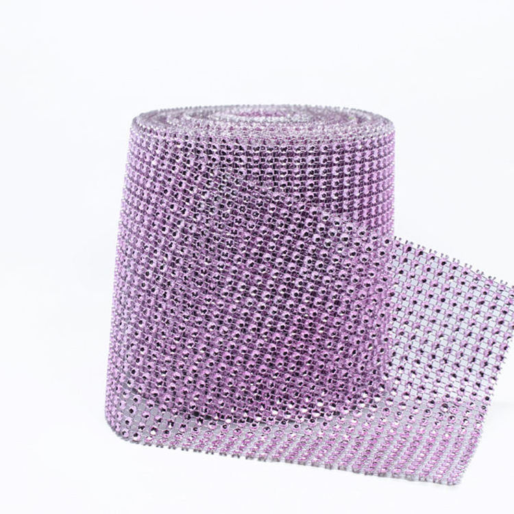 Honor of crystal 24 Line 4mm Sparkle Diamond Multicolor Plastic Rhinestone Mesh Trimming Cup Chain