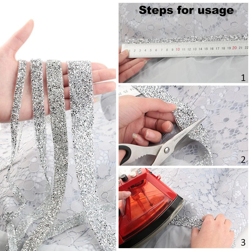 Honor of crystal AB Hot Fix Rhinestone Adhesive Mesh Trim Crystal Stone Drill Tape Resin Belt For Clothes Accessories