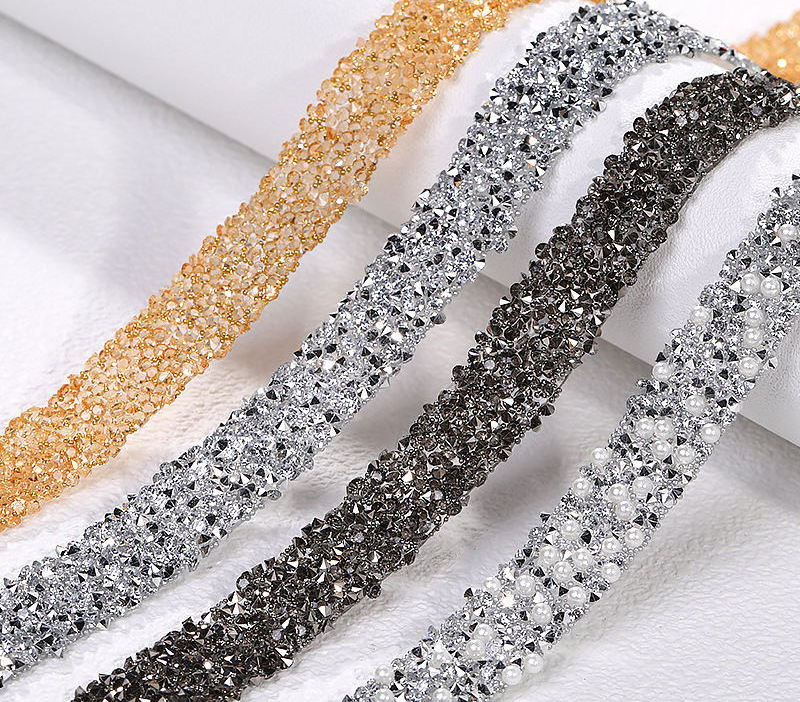 Honor of crystal Resin Diamond Rhinestone Mesh Trim Crystal Ribbon Wrap Hot Fix Rhinestone Trimming DIY