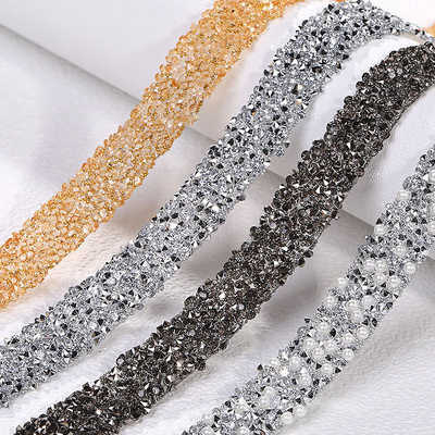 Honor of crystal Resin Diamond Rhinestone Mesh Trim Crystal Ribbon Wrap Hot Fix Rhinestone Trimming DIY