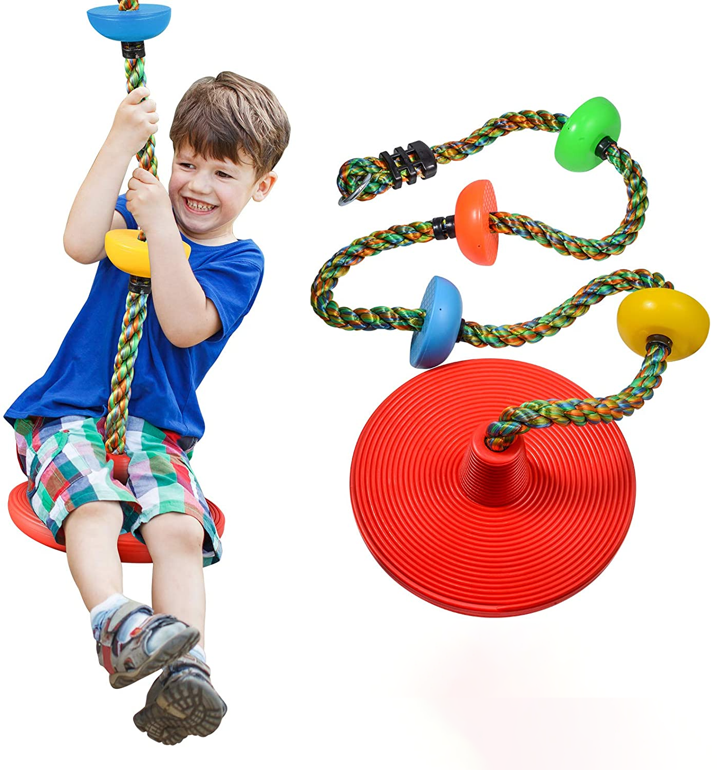 Outdoor Kids Gym Equipment climbing rope with small platforms disc swing