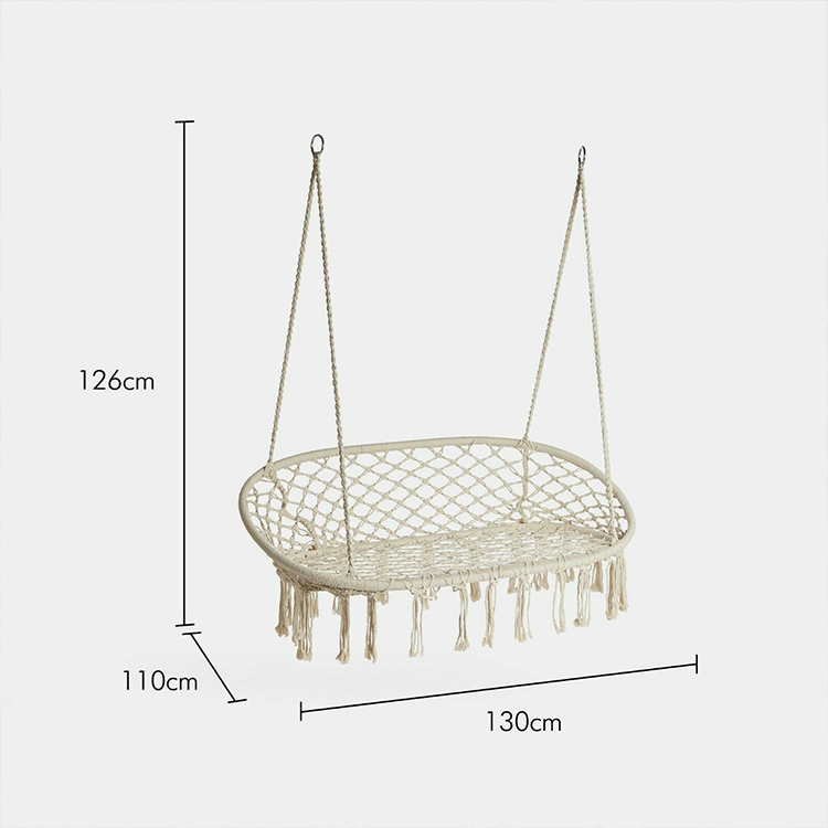 Outdoor Indoor Durable Garden Net twine knitting Patio 2 Seats Double Swing Chair Set Customized